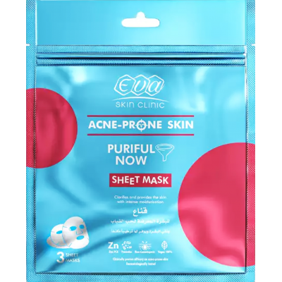 EVA SKIN CLINIC ACNE-PRONE SKIN PURIFUL NOW SHEET MASK — 3 SHEET MASKS